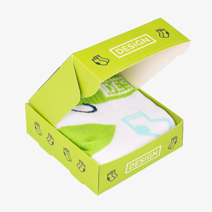 Individuelle frottierte Sport-Sneakersocken in bedruckter Geschenkbox