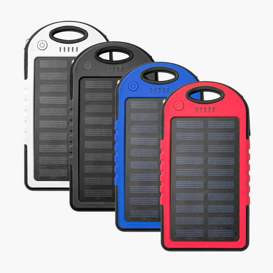 Solar-Powerbanks in vielen Farben, mit LED-Anzeige und 4.000 mAh
