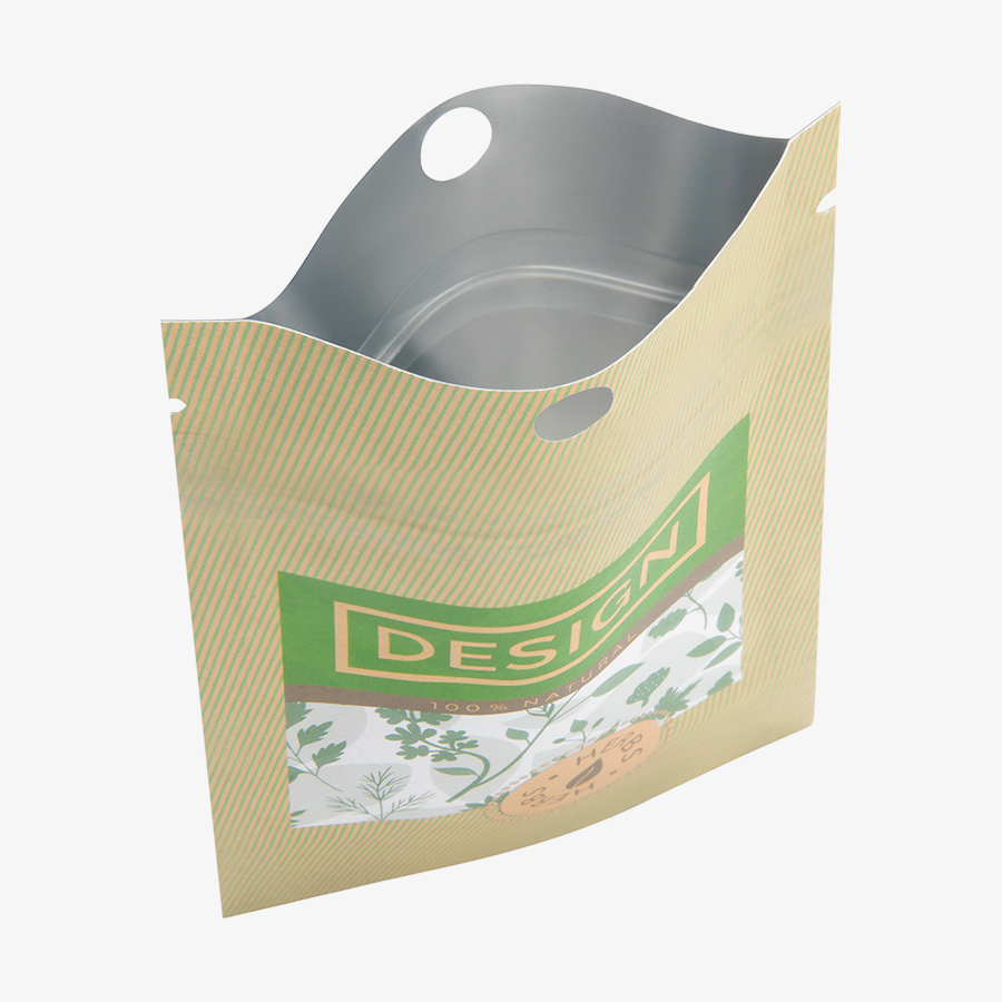 Bedruckter Standbodenbeutel aus Aluminiumpapier mit Loch
