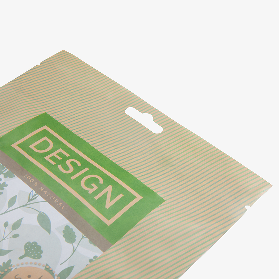 Doypack aus Papier mit individuellem Aufdruck und Euroloch