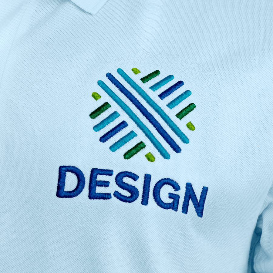Detailansicht mehrfarbige Stickerei auf Poloshirt von Stanley/Stella