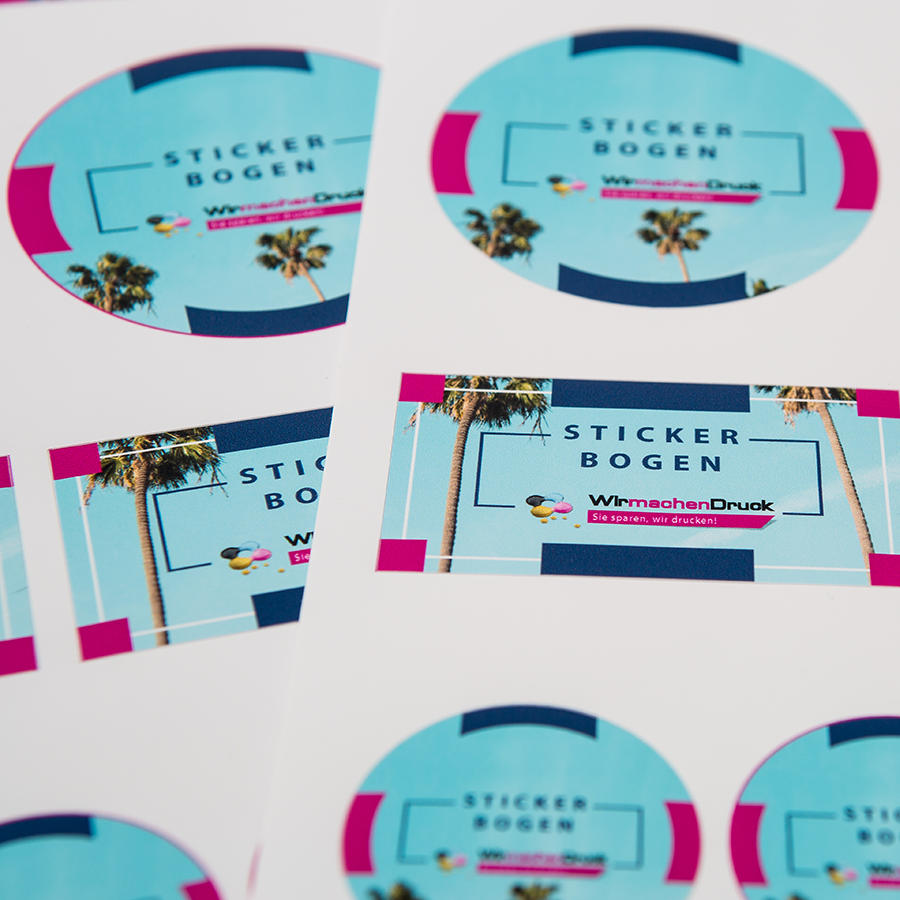 Permanent haftende Sticker mit individuellem und hochwertigen Druck