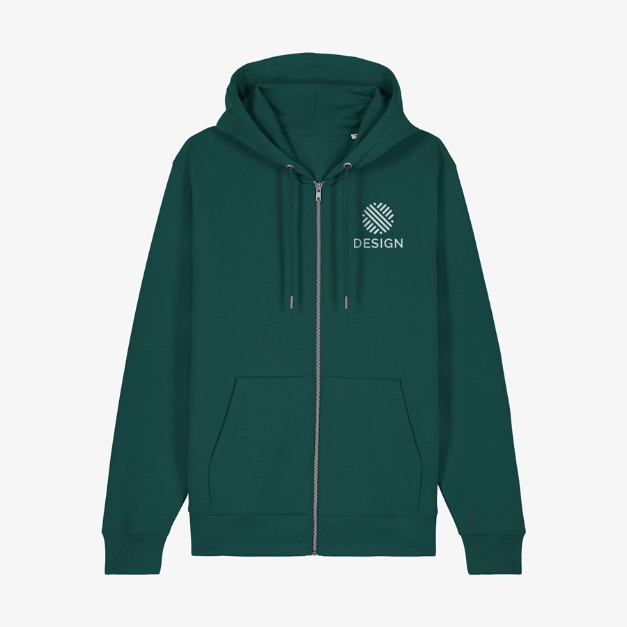 Organic-Sweatjacke für Herren von Stanley/Stella, auf der Brust vollfarbig bedruckt