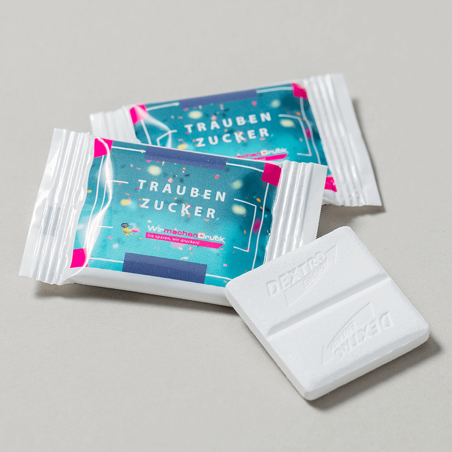 Traubenzucker Dextro Energy, Tütchen vollfarbig mit Ihrem Motiv bedruckt