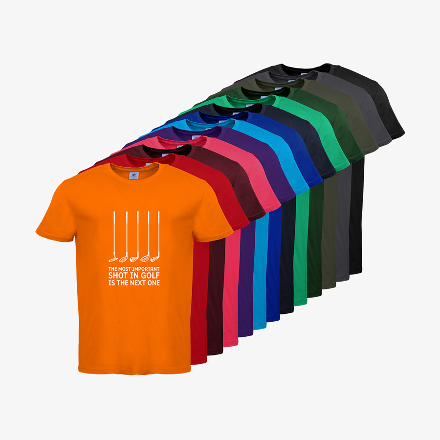 Basic-T-Shirts von B&C Collection für Herren mit Golf-Standardmotiv, viele Farben verfügbar