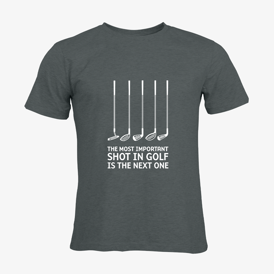 Graues Organic-T-Shirt von Russell mit Golf-Standardmotiv
