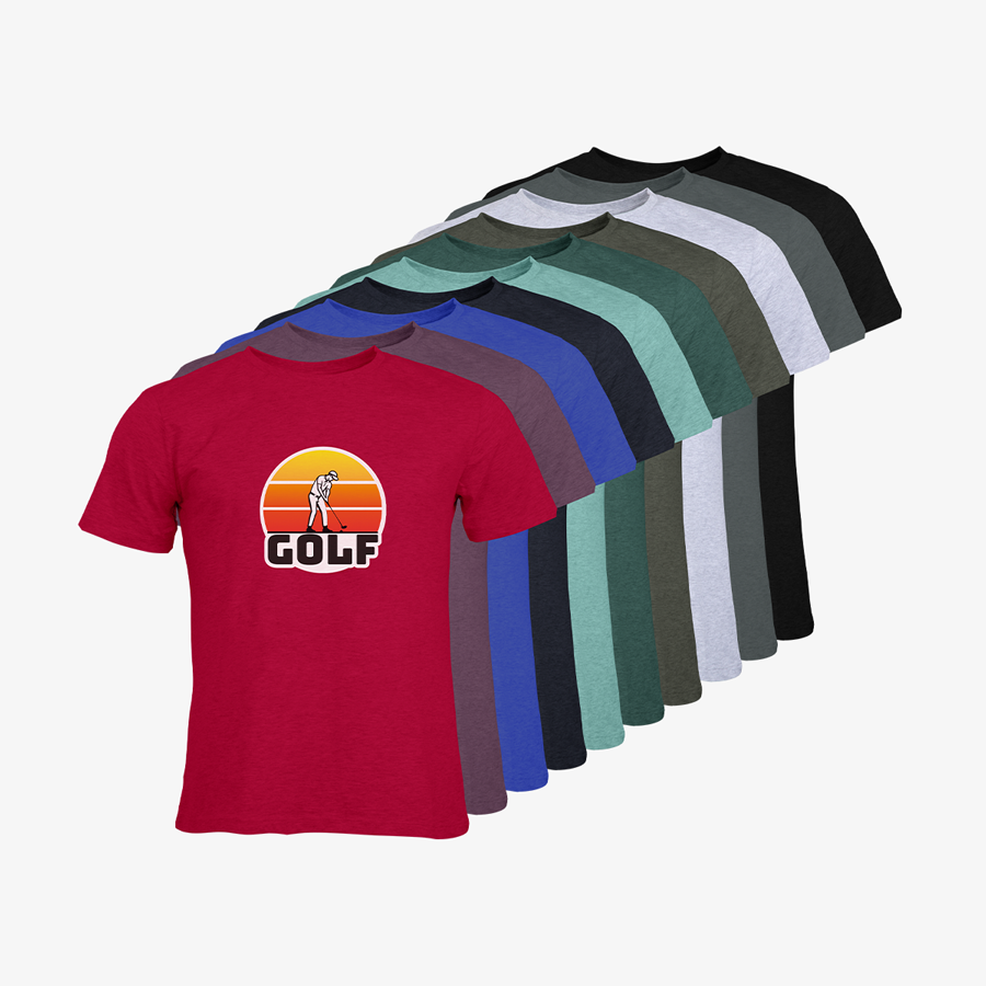 Organic-T-Shirts von Russell in mehreren Farben, mit Golf-Standardmotiv