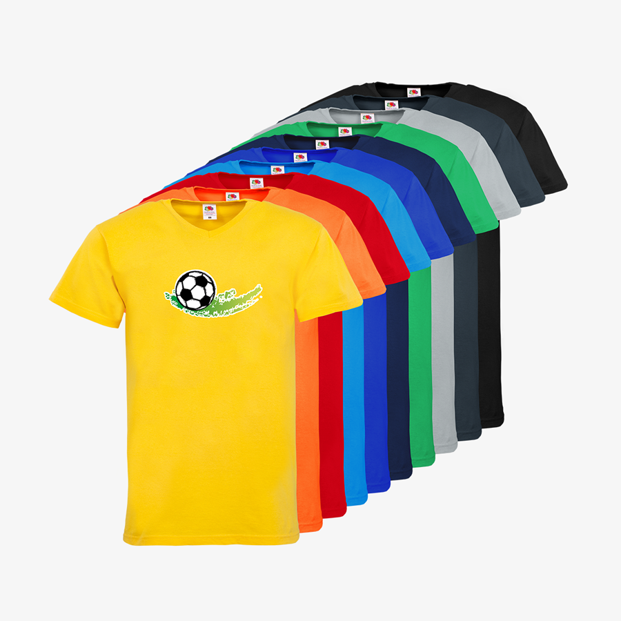 Herren-T-Shirts von Fruit of the Loom mit V-Ausschnitt und Fußball-Standardmotiv
