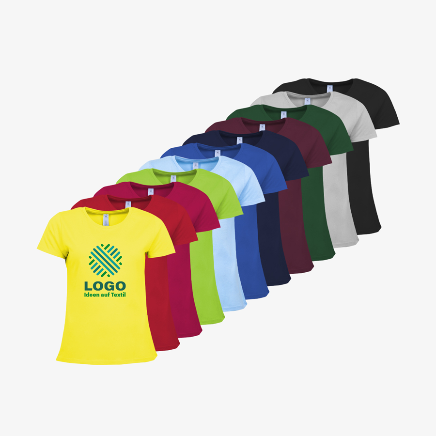 Premium-Damen-T-Shirts mit individuellem Druckmotiv der Marke B&C Collectionin vielen Farben