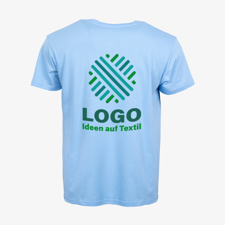 Premium-Herren-T-Shirt in Blau mit bedruckter Rückseite, Siebdruck
