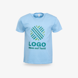 Hellblaues Budget-T-Shirt für Herren, mit Rundhalsausschnitt und digital bedruckter Vorderseite