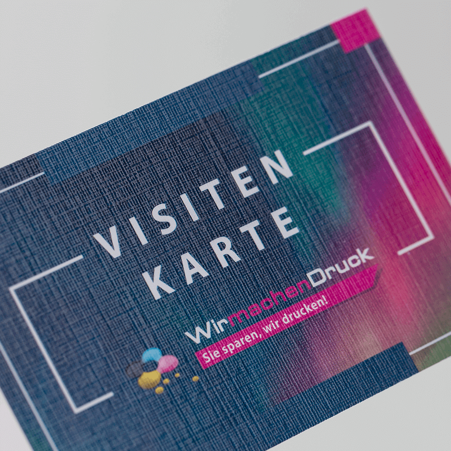 Visitenkarte mit Leinenstrukturkarton Detailansicht