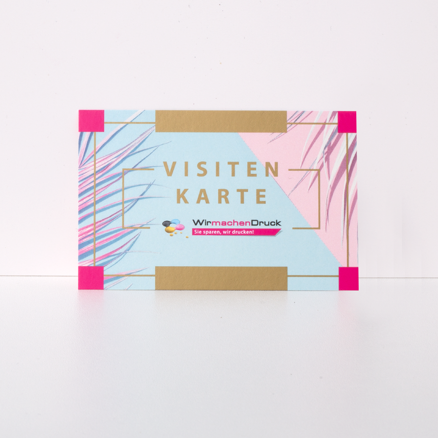 Vollfarbig bedruckte Visitenkarte mit Sonderfarbe Gold