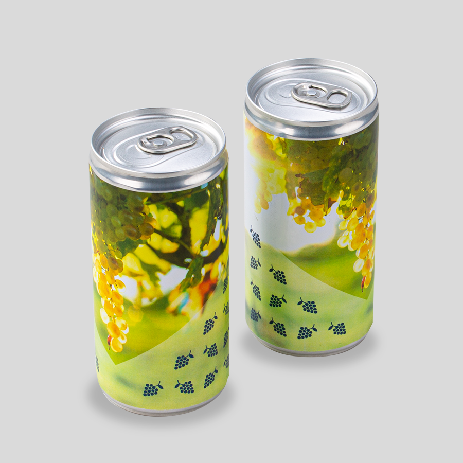 Aluminium-Getränkedosen mit köstlicher Weißweinschorle, Folie individuell bedruckbar