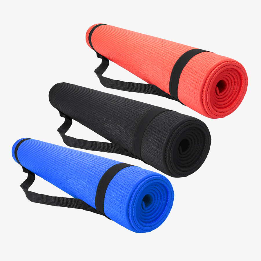 Unveredelte Yogamatten mit praktischem Trageriemen, in verschiedenen Farben