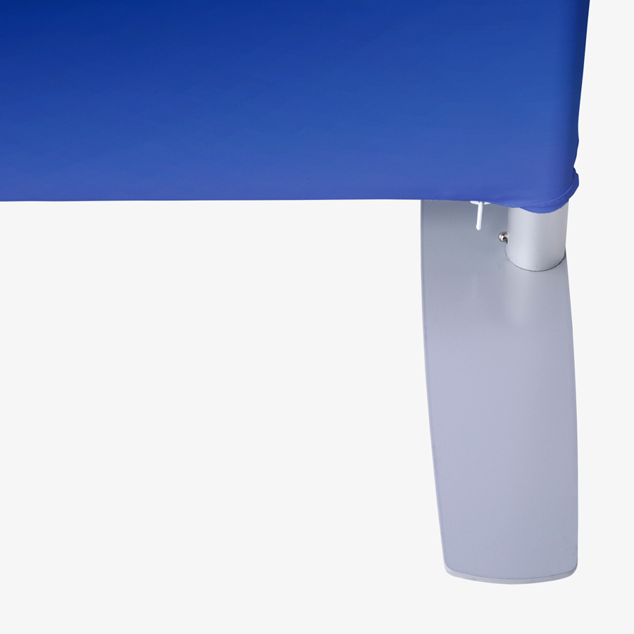 Detailansicht Standfuß der Zipper-Wall Straight, mit bedrucktem Stoffbezug